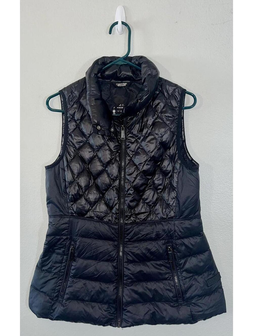 Calvin Klein Performance Black Quilted Puffer Vest Size M Glossy